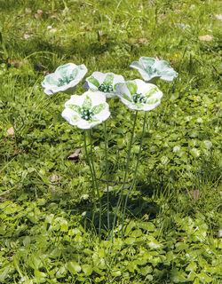 Gartenstecker-Blumenset "Weiße Blüten", 5-teilige Keramik