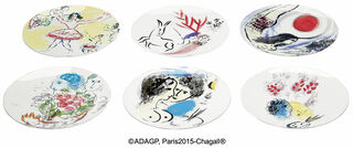 Kollektion Marc Chagall von Bernardaud - 6 Teller mit Künstlermotiven im Set, Porzellan