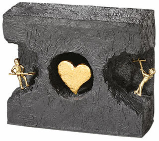 Skulptur "Zueinander finden", Bronze mit Kunststein von Kerstin Stark