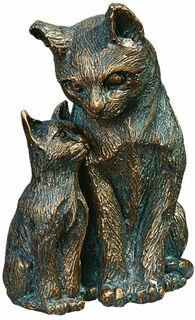 Gartenskulptur "Katze mit Jungem", Bronze