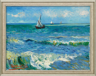 Bild "Das Meer bei Les Saintes-Maries-de-la-Mer" (1888), Version silberfarben gerahmt von Vincent van Gogh