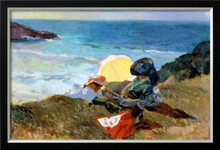 Bild "Abendsonne, Biarritz" (1906), Version schwarz-silberfarben gerahmt