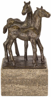 Skulptur "Pferdepaar", Steinguss bronziert