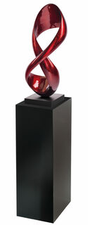 Skulptur "Infinity" (rote Version) und Deko-Säule im Set