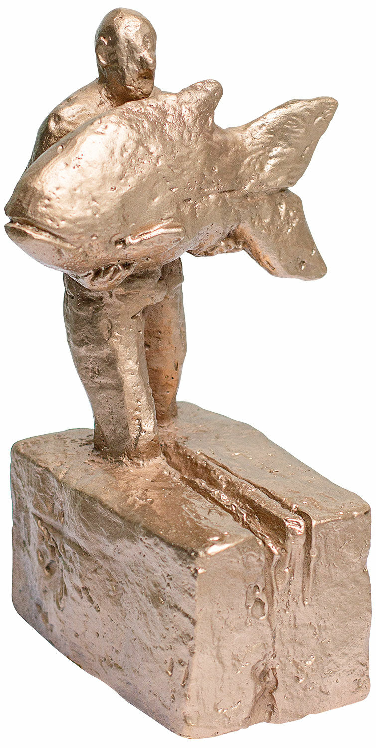 Skulptur "Hoffnungsträger" (2022), Version Bronze poliert von Christoph Fischer