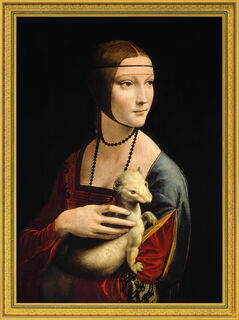 Bild "Die Dame mit dem Hermelin" (1488-90), gerahmt von Leonardo da Vinci