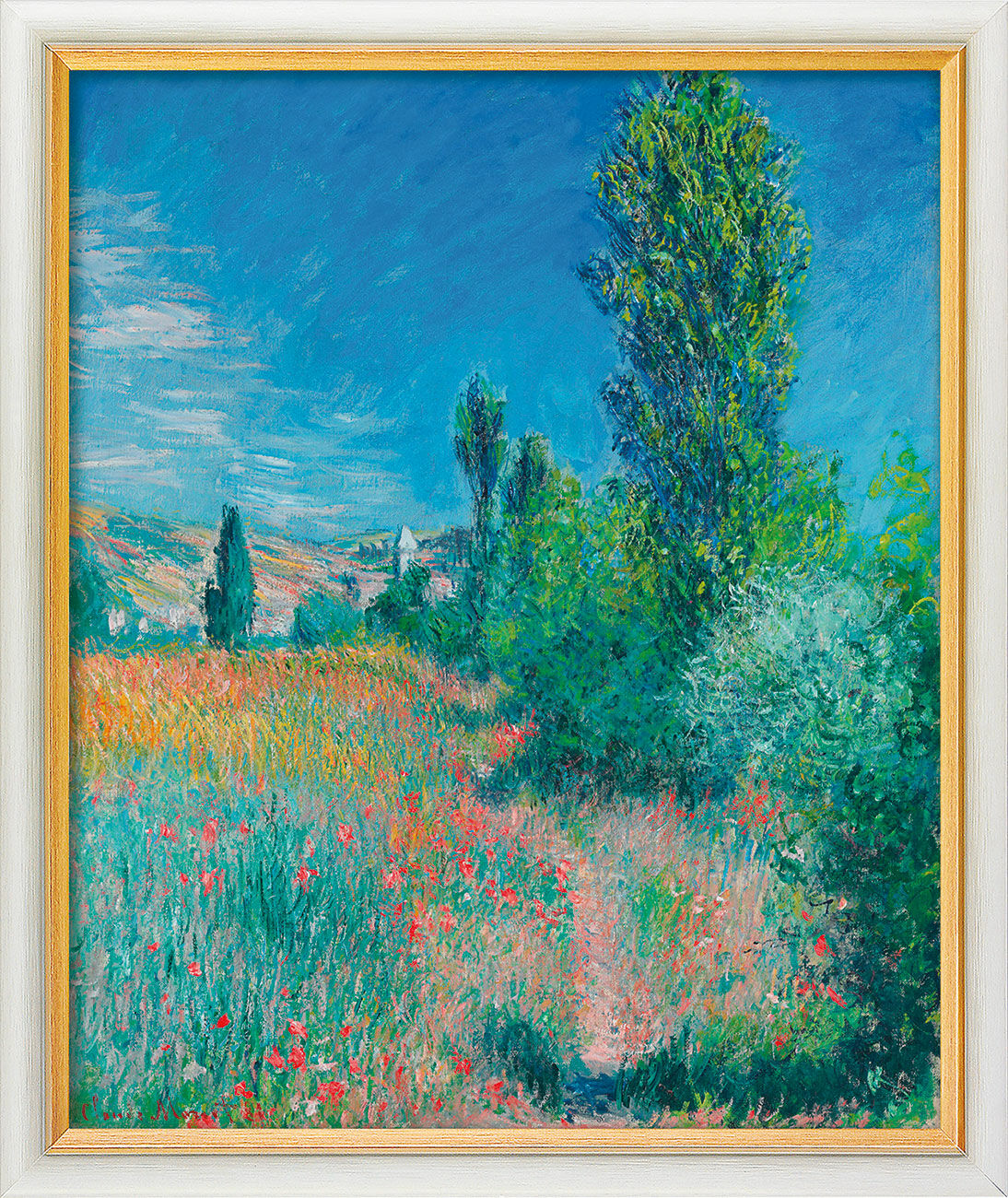 Bild "Landschaft auf Saint-Martin" (1881), gerahmt von Claude Monet