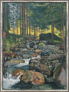Bild "Wald mit Bergbach" (1902), gerahmt