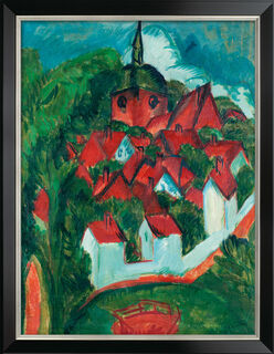 Bild "Burg auf Fehmarn" (1912), Version schwarz-silberfarben gerahmt von Ernst Ludwig Kirchner