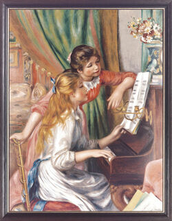 Bild "Junge Mädchen am Klavier" (1892), gerahmt von Auguste Renoir