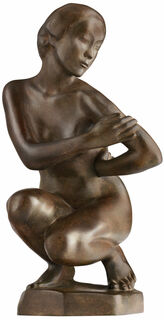 Skulptur "Kauernde Japanerin", Reduktion in Bronze von Georg Kolbe
