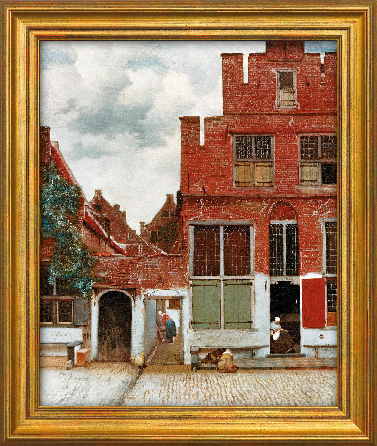 Bild "Straße in Delft" (1657/58), gerahmt von Jan Vermeer van Delft