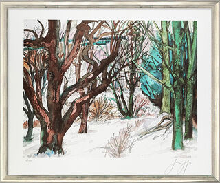 Bild "Winterlandschaft", gerahmt von Günter Grass