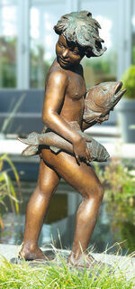 Gartenskulptur "Fischdieb", Bronze