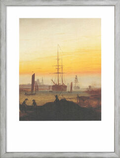 Bild "Der Greifswalder Hafen" (1818-20), gerahmt von Caspar David Friedrich