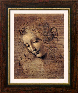 Bild "Frauenkopf" (um 1508), gerahmt von Leonardo da Vinci
