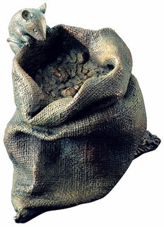 Bronzefigur "Maus mit Körnersack"