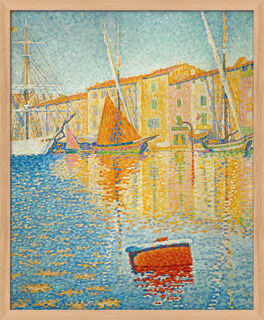 Bild "La Bouée rouge (Die rote Boje im Hafen von Saint-Tropez)" (1895), Version naturfarben gerahmt