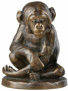 Skulptur "Schimpanse" (1896), Version in Steinguss bronziert von Johann Robert Korn