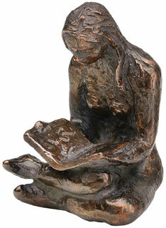 Skulptur "Buchleserin", Metallguss von Birgit Stauch