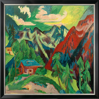 Bild "Die Klosterser Berge" (1923), gerahmt von Ernst Ludwig Kirchner