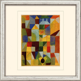 Bild "Städtische Komposition m. d. gelben Fenstern" (1919), gerahmt von Paul Klee