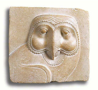 Ägyptisches Sandstein-Relief "Schleiereule", Version als Wandobjekt