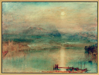 Bild "Mondschein über dem Vierwaldstätter See" (um 1841-44), gerahmt von William Turner