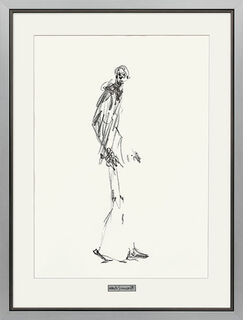 Bild "Dessin II (Schreitender Mann)", gerahmt von Alberto Giacometti