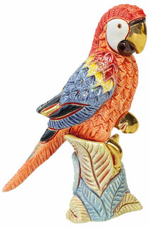 Keramikfigur "Roter Papagei"
