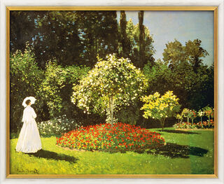 Bild "Dame im Garten" (1867), gerahmt von Claude Monet