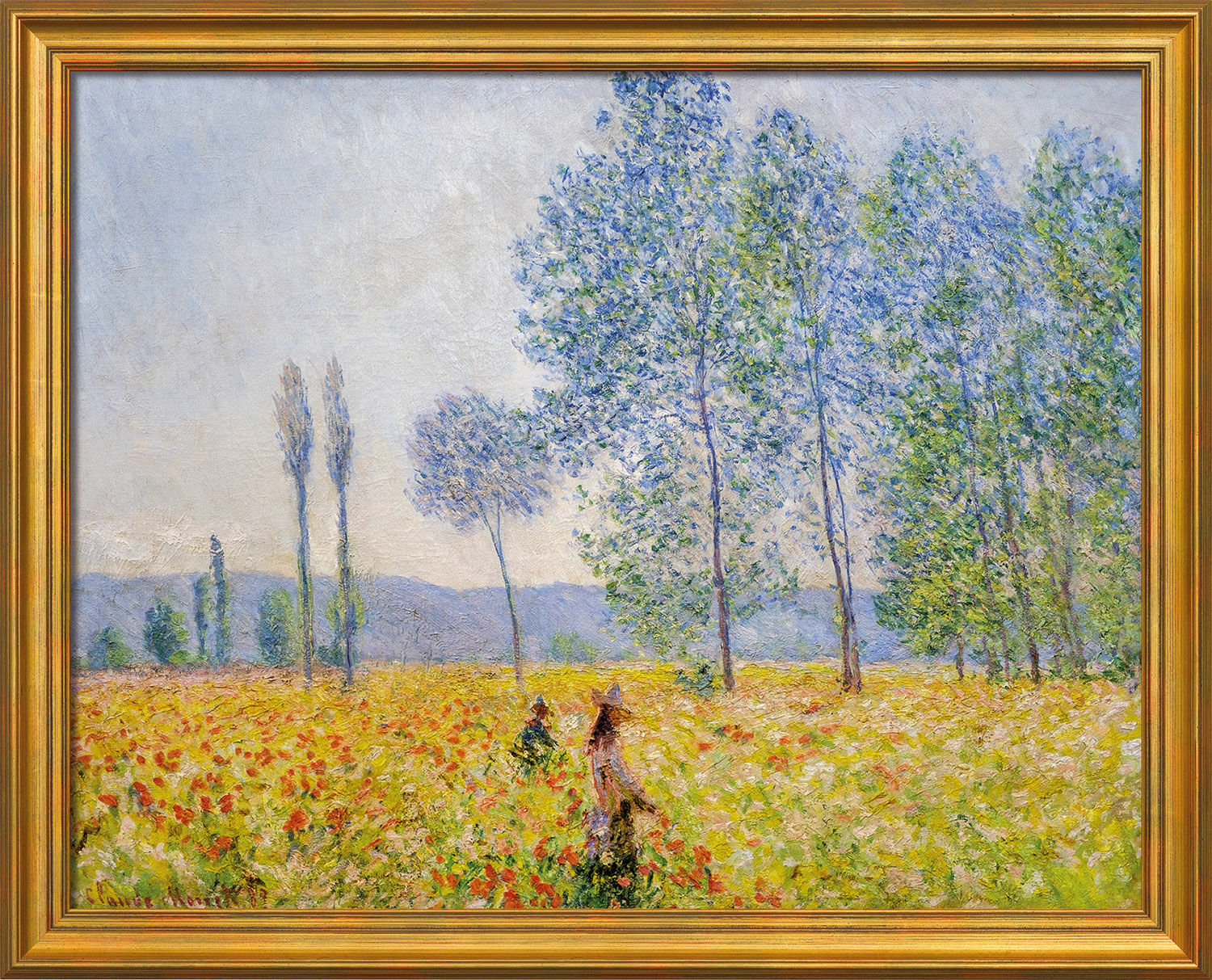 Bild "Unter den Pappeln" (1887), gerahmt von Claude Monet