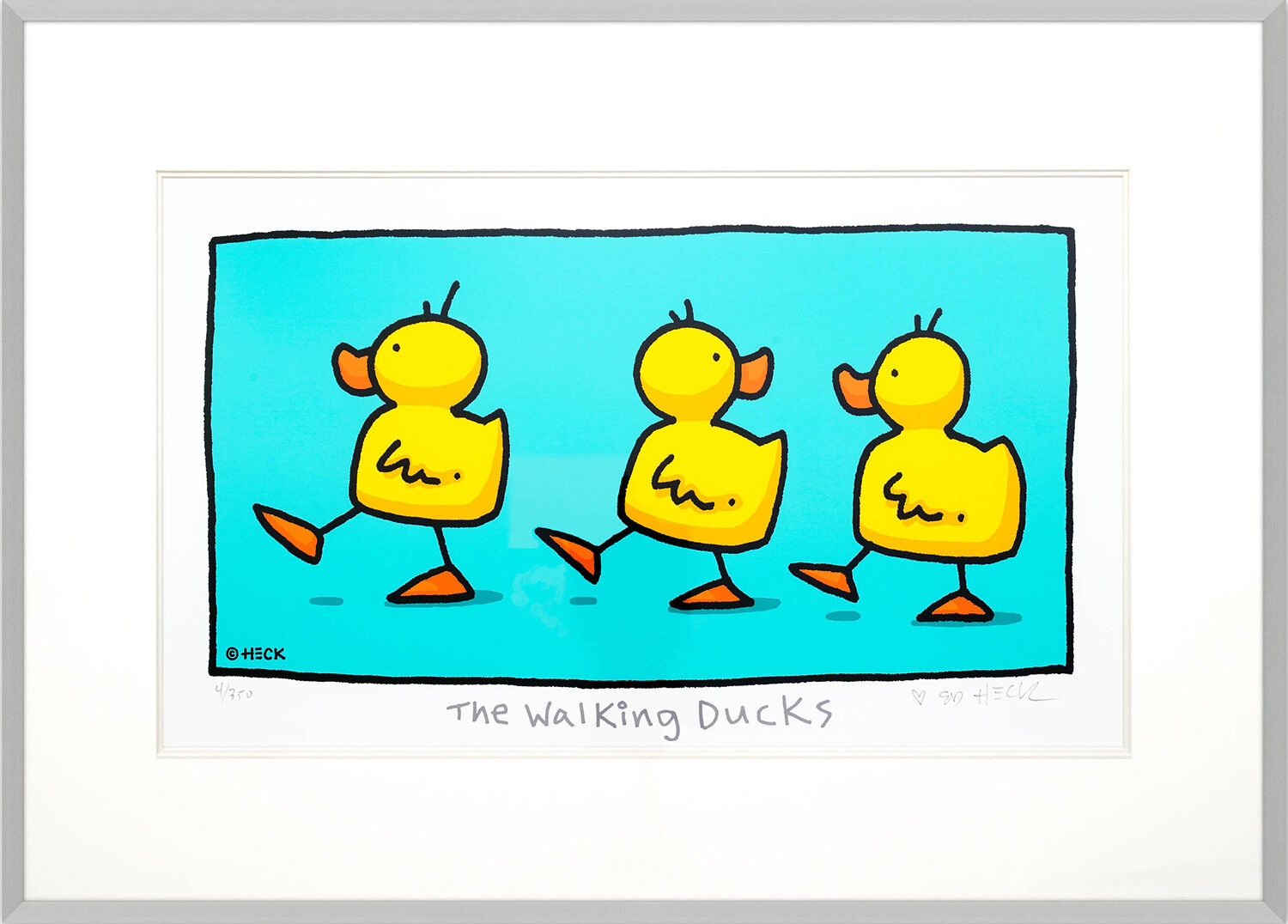 Bild "The Walking Ducks" (2021), gerahmt von Ed Heck