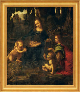 Bild "Madonna in der Felsengrotte" (1483-1486), gerahmt von Leonardo da Vinci