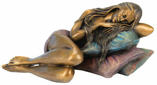 Skulptur "Ruhendes Mädchen", Bronze von Manel Vidal