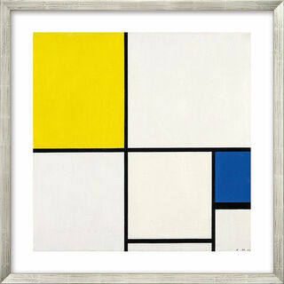 Bild "Komposition mit Gelb und Blau" (1932), gerahmt von Piet Mondrian