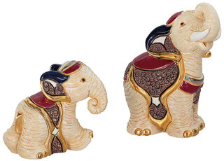 2 Keramikfiguren "Elefantenfamilie" im Set