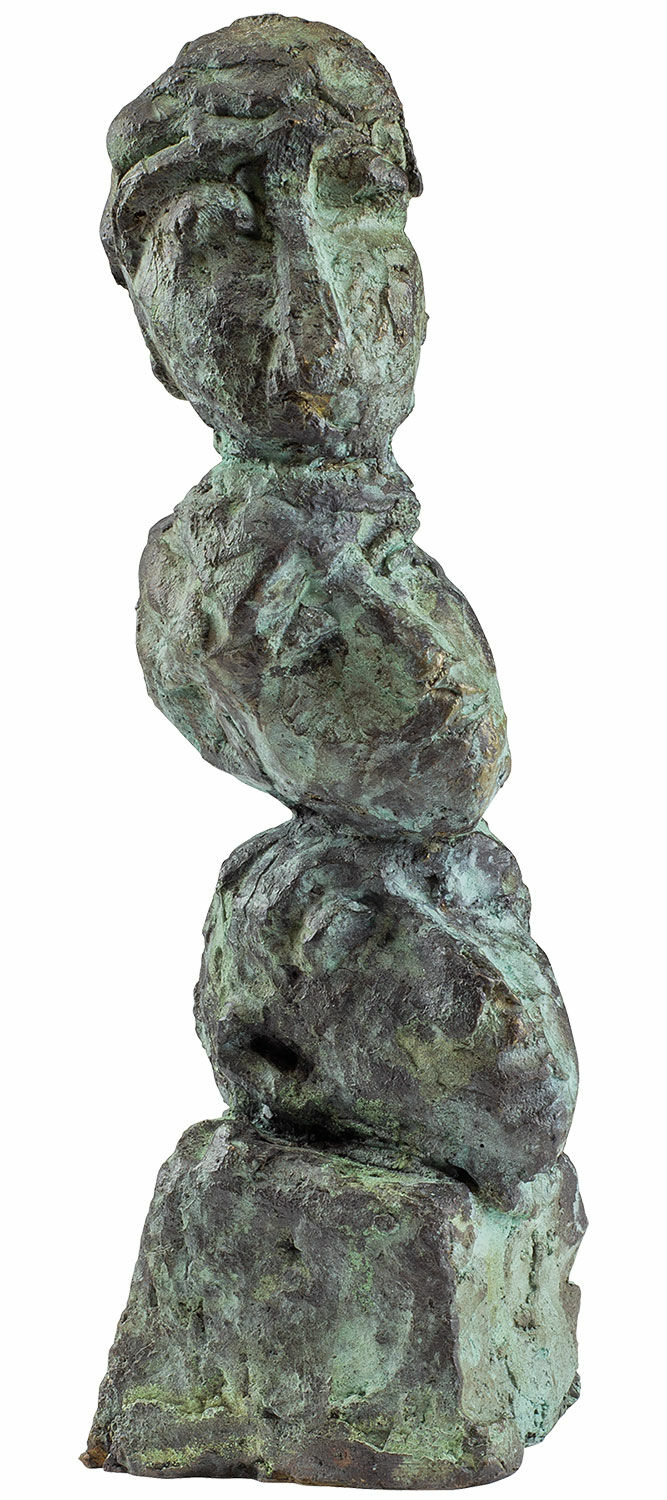 Skulptur "Kopfsäule", Bronze von Karl Manfred Rennertz