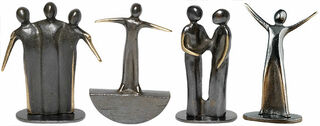 4 Miniatur-Skulpturen "Kunststückchen" im Set, Bronze
